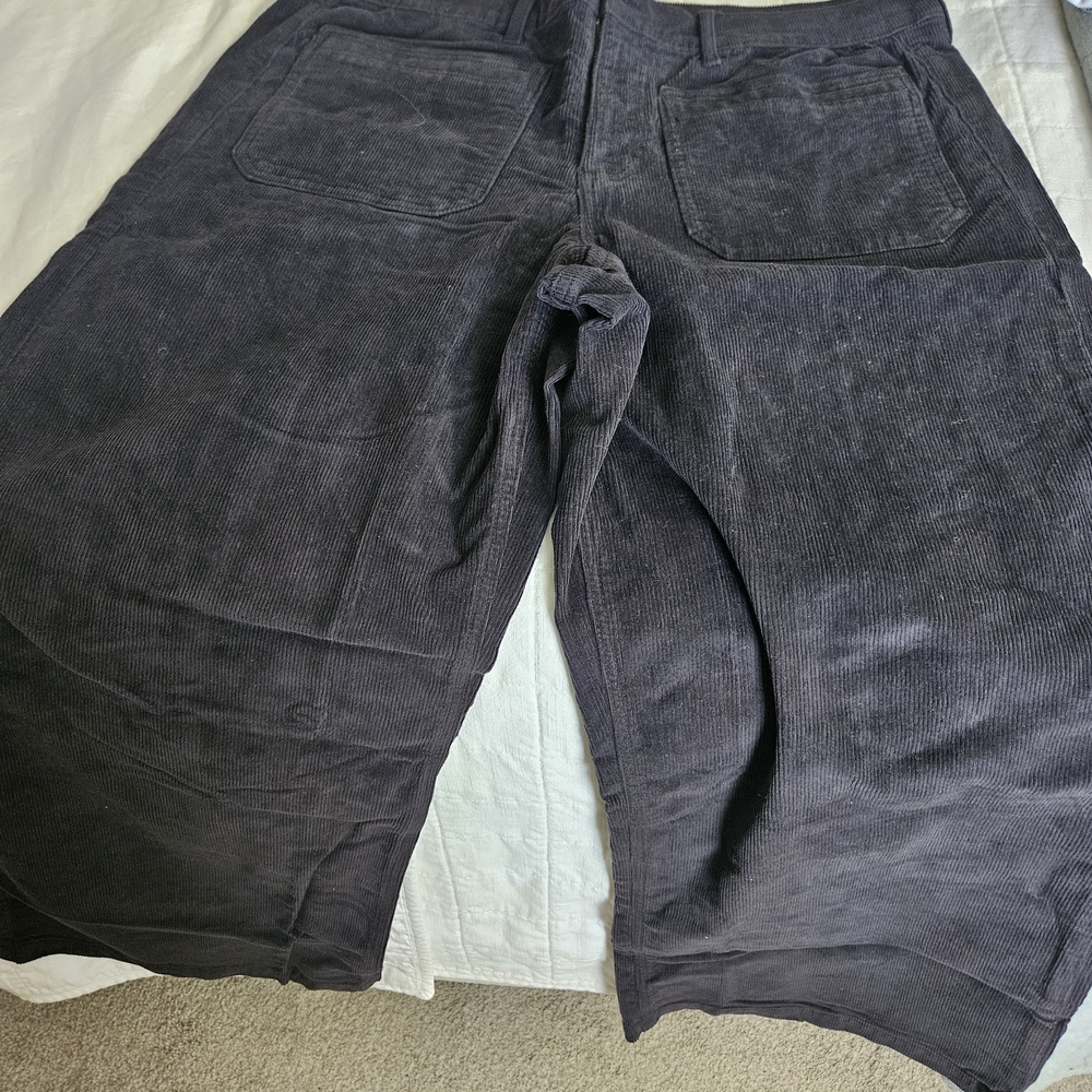 American Eagle Outfitters Women's Wide Leg Corduroy Pants - Dark Gray
